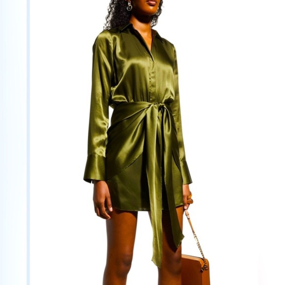 L' Agence Atlas Wrap Front Silk Mini Dress. - Picture 6 of 6